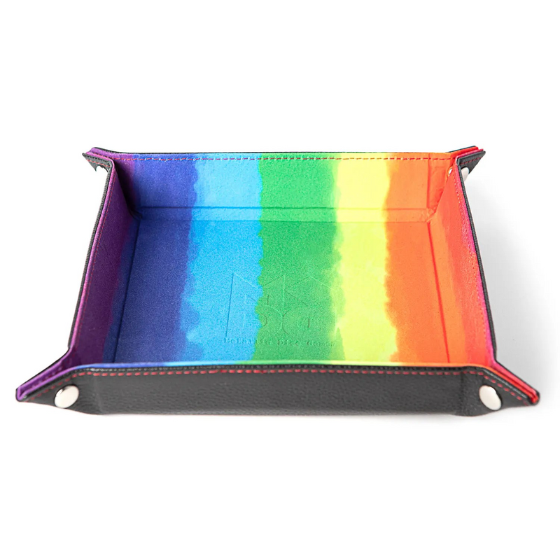 Dice Tray: Velvet Folding Tray 10x10" Watercolor Rainbow
